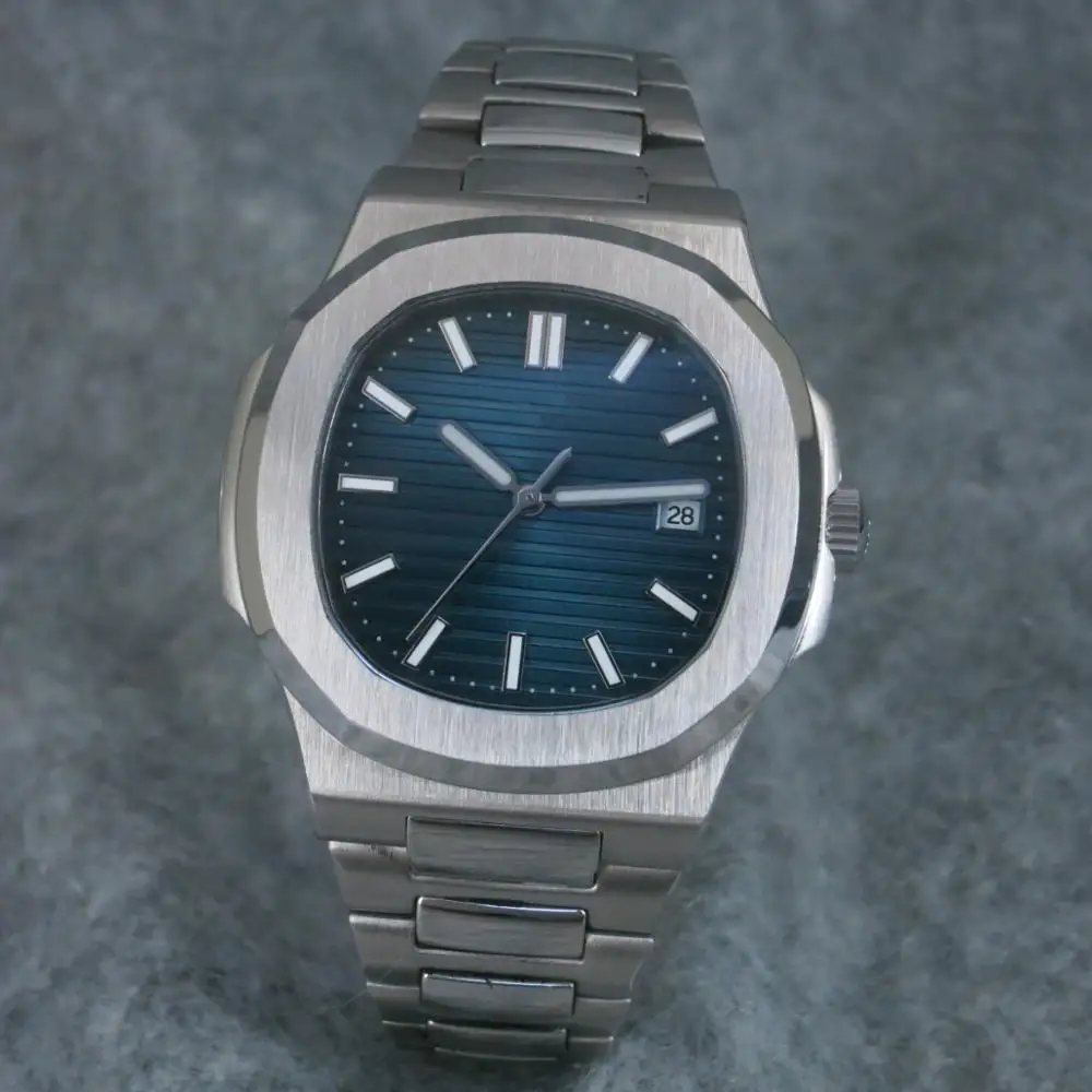 Часы мужские механические с синим циферблатом квадратные автоматические