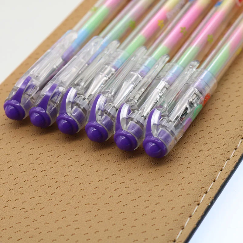 6 шт./компл. Радуга Ручка Шесть в одном цветов гелевая ручка школьные канцелярские