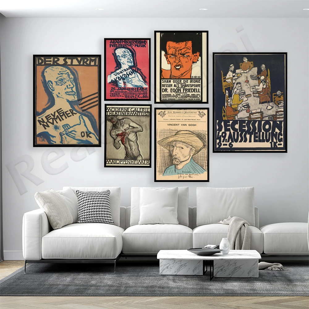 

Van Gogh Magazine Cover, Oskar Kokoschka, Max Oppenheimer, Egon Schiller Exhibition Printing Retro Poster|Home Decoration