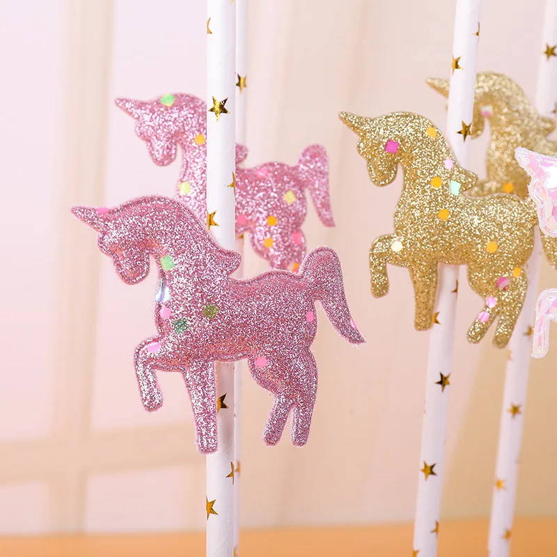 

5pcs Unicorn Cake Topper Glitter Gold Happy Birthday Cupcake Topper For Birthday Unicorn Party Cake Decorations Baby Shower