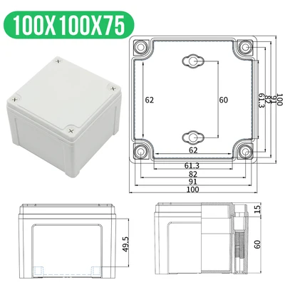 100x100x75mm(LxWxH) Высококачественная Водонепроницаемая электрическая распределительная коробка серии AG, IP67, ABS пластик, RoHS, чехол для корпуса, наружная распределительная коробка - Цвет: 100x100x75mm(LxWxH)