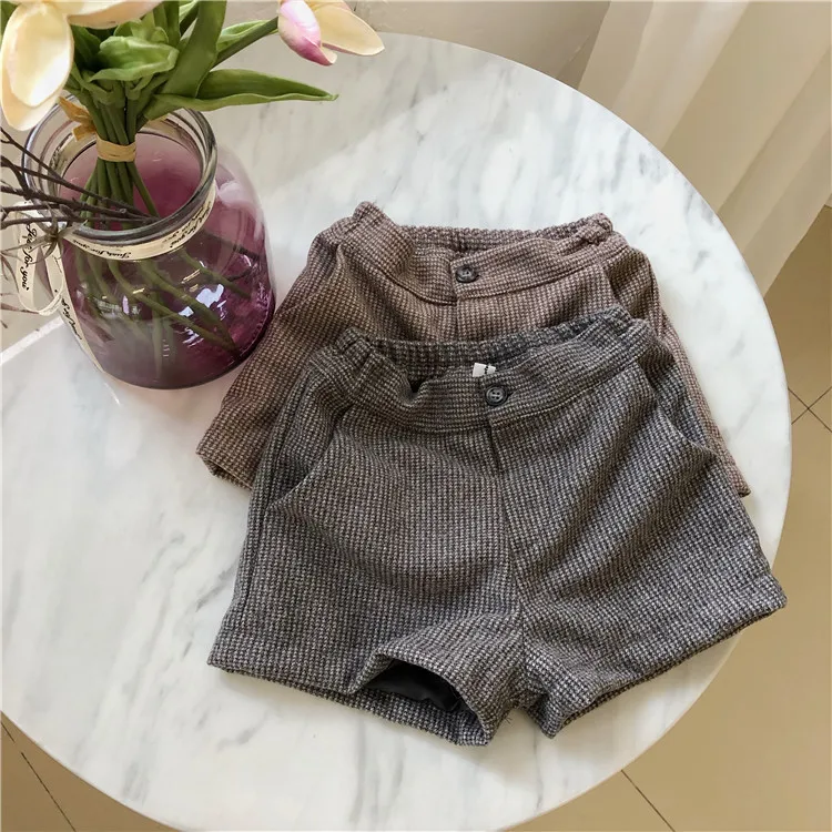 Шорты для маленьких девочек штаны детские шорты Осень зима шерстяные хлопковые