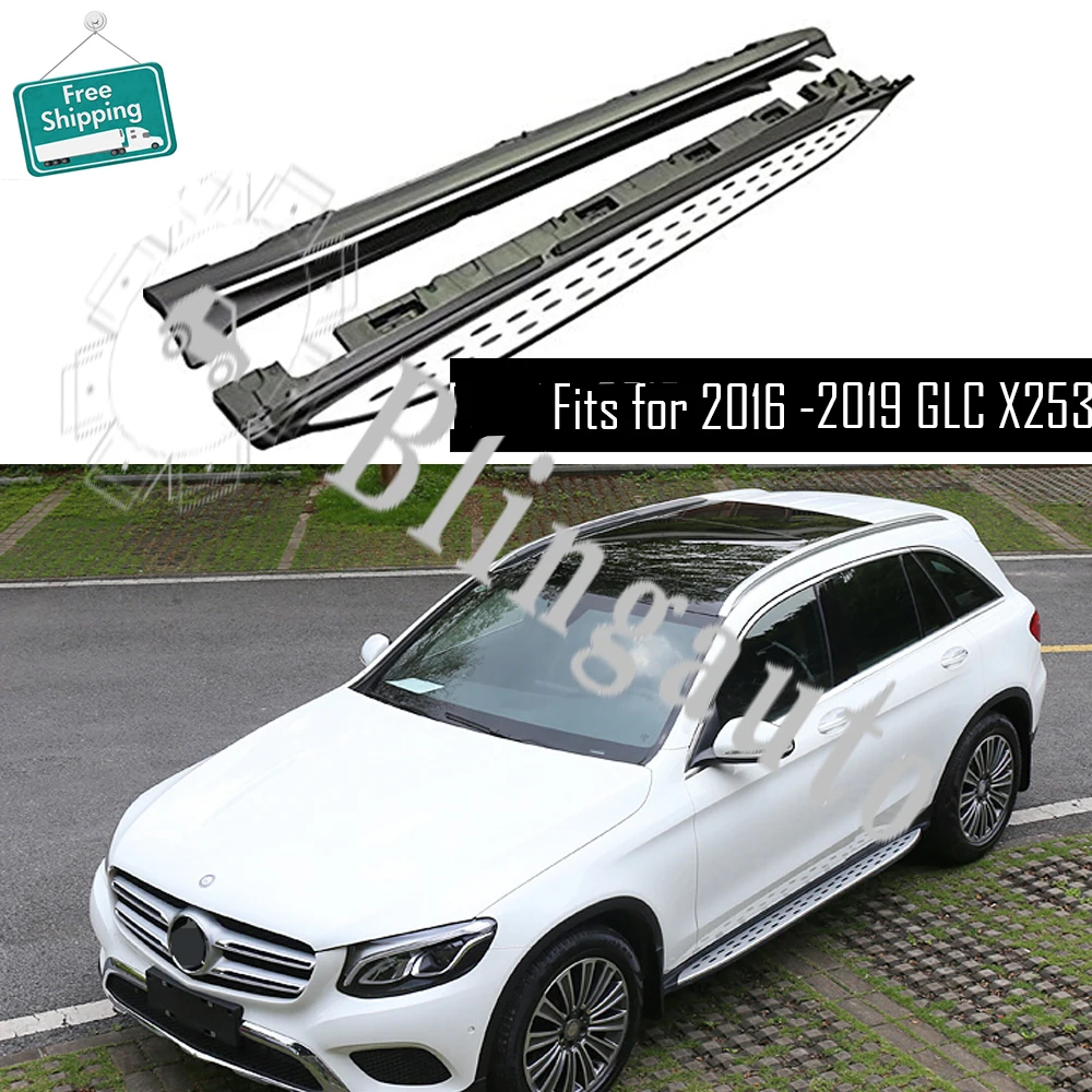 

Running board fits for Mer-cedes Be-nz GLC X253 2016 2017 2018 2019 2020 Aluminium side Nerf step bar car pedal protector