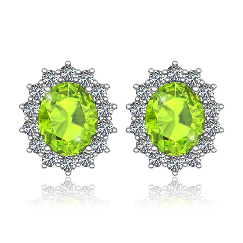 Зеленый Перидот серебряные серьги для женщин драгоценные камни с оливковой