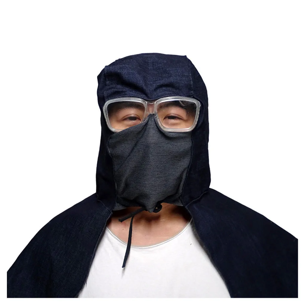 Маска для защиты от брызг капюшон из денима защитный однотонный слюнявчик полное