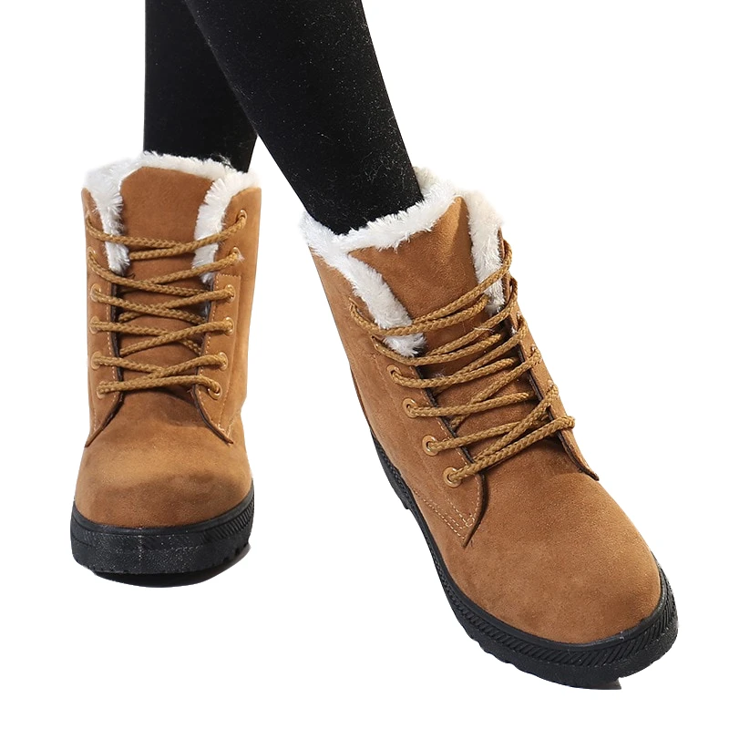 Женская зимняя обувь зимние Ботинки на каблуке теплые женские ботильоны большие