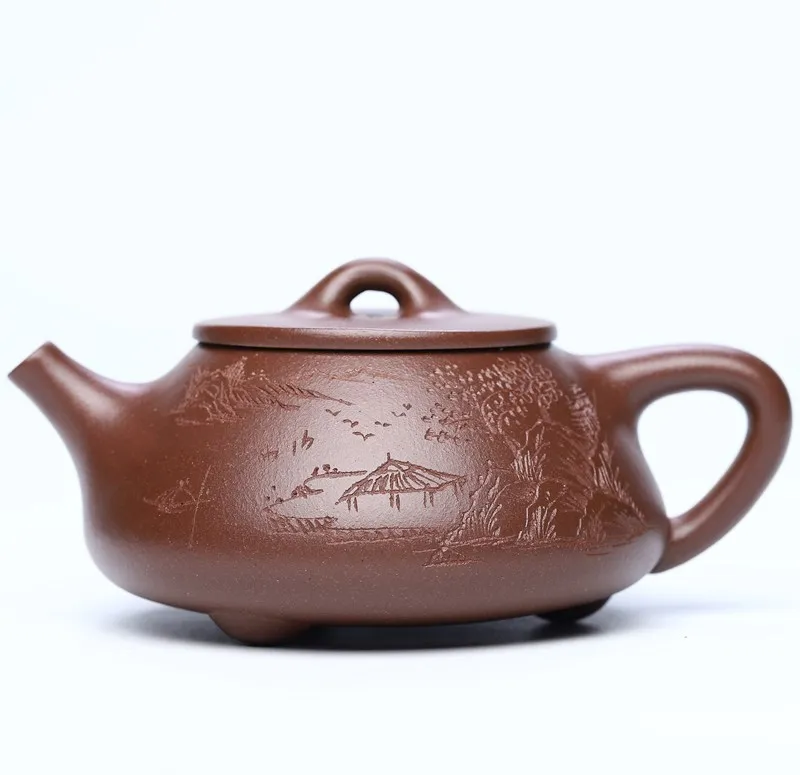 

Yixing purple clay teapot raw material purple clay full hand carved exquisite ladle pot special price