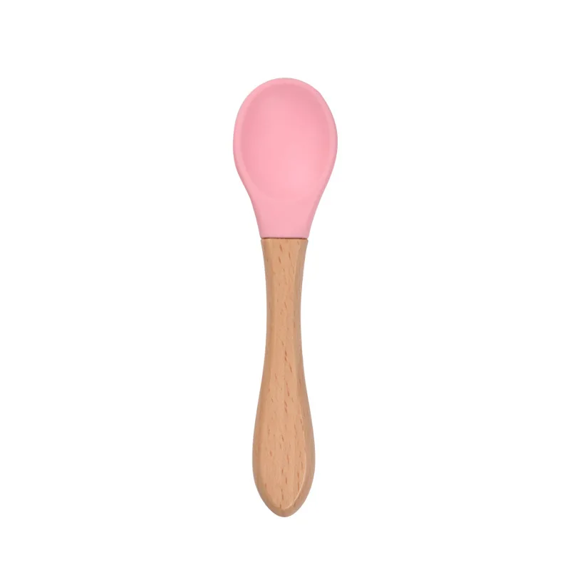 

Baby Silicone Feeding Set Wooden Spoon Suction Bowl Baby Plate Kids Toddler Assist Tableware BPA Free High Quality Silicone
