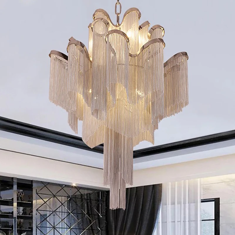 

Modern Tassel Chain Pendant Lamps for Living Room Restaurant Indoor Decor Hanging Light Fringed Lamp Indoor Lighting Fixtures