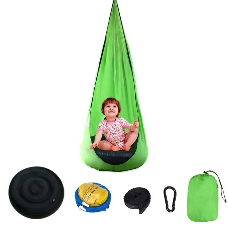 

Hammock Hanging Chair Hanging Lightweight Kids Pod Swing Seat Leisure Safety With Inflatable Cushion Camping Home Garden Outdoor
