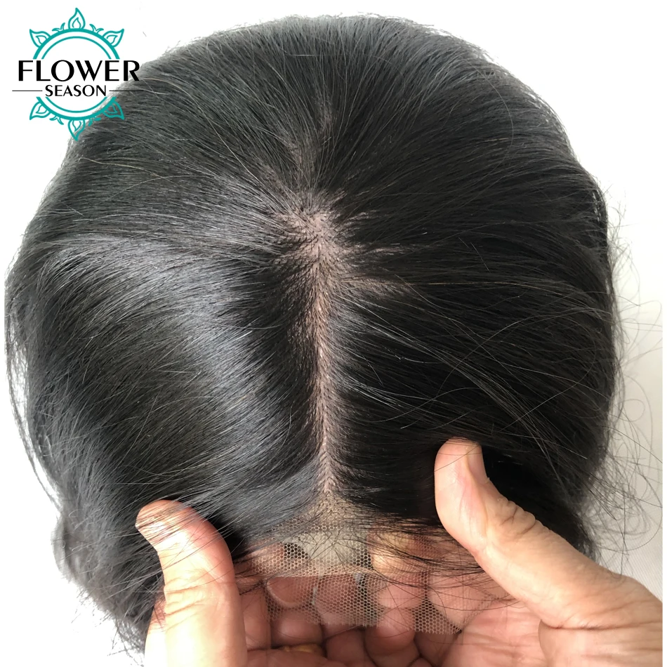 Water Wave Human Hair Wig 180Density 5x5 PU Scalp Top Lace Front Preplucked for Black Women wigs FlowerSeason | Шиньоны и парики