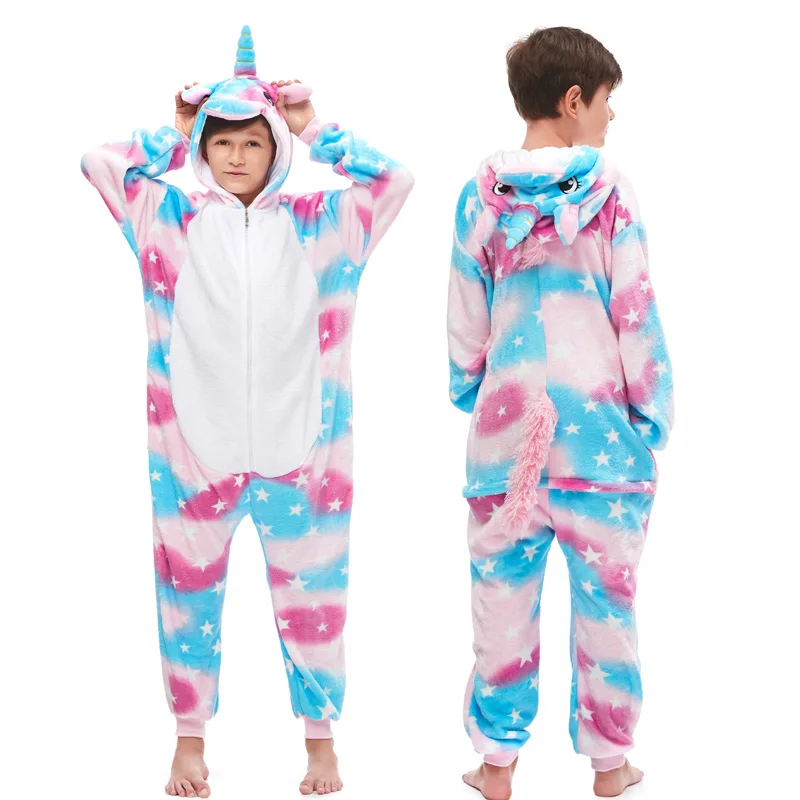 BoLan Pegasus 20 NEW kids kigurumi animal dinosaur unicorn pajamas set winter hooded soft Stitch Christmas sleepwear kids girls boys jumpsuit - Цвет: BoLan Pegasus