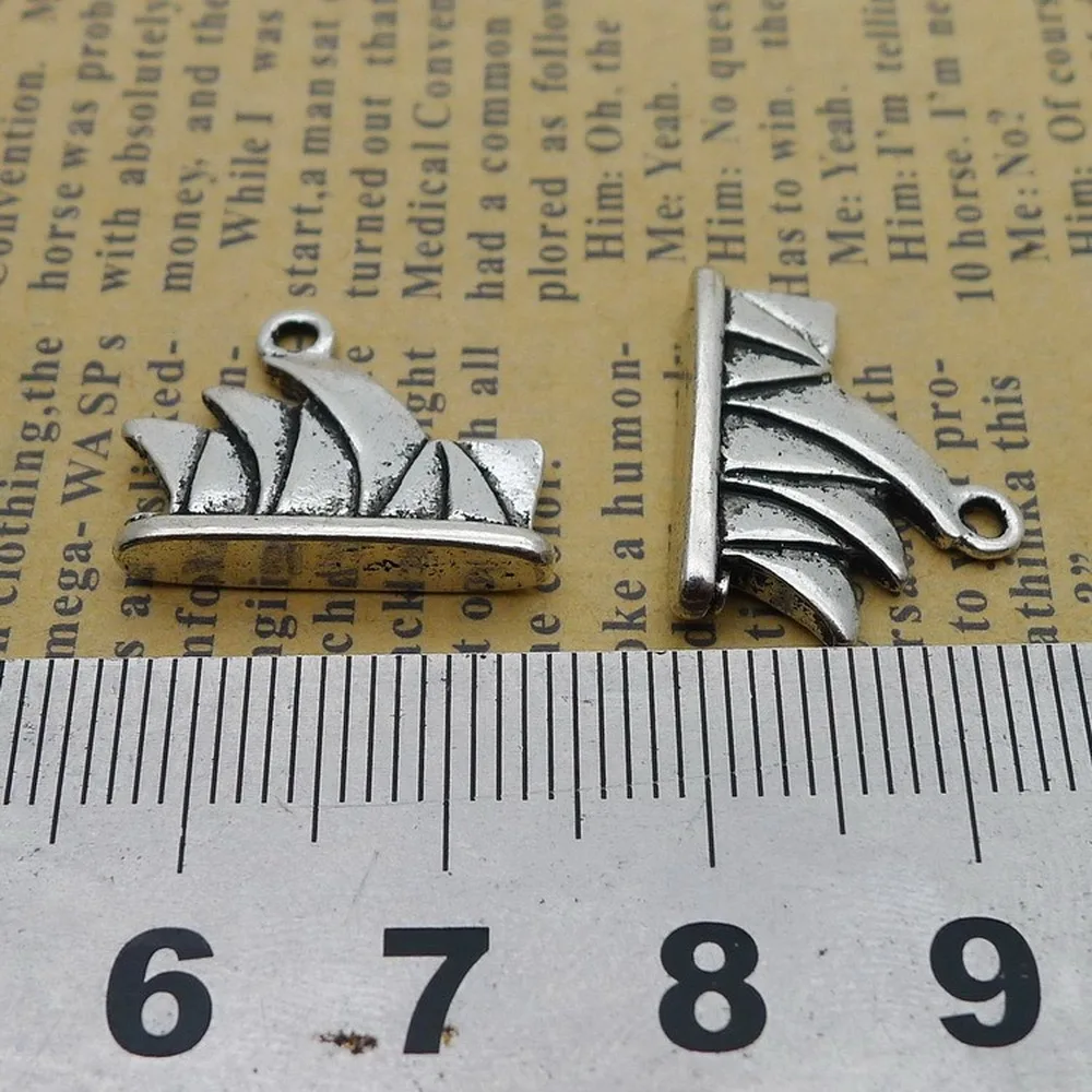 

100pcs Sydney Opera House Charms 15mm x 18mm DIY Jewelry Making Pendant antique silver color