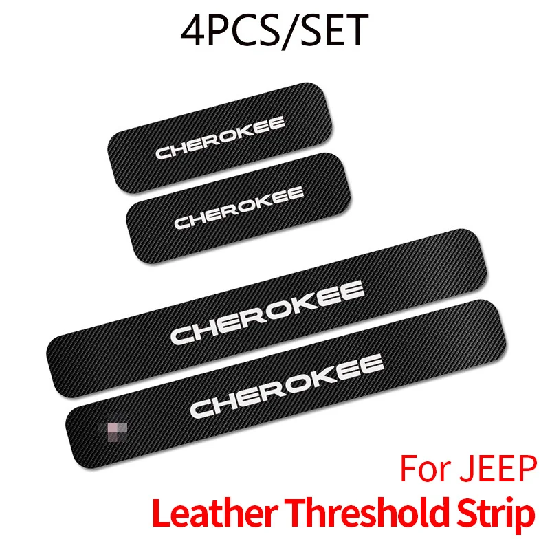 

Leather Threshold Strip Welcome Pedal Door Sill Sticker For JEEP Cherokee Compass Patriot Rubicon Trail Hawk Wrangler Renegade