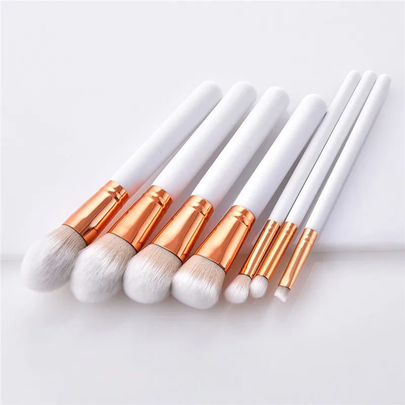 7 шт./компл. набор кистей для макияжа белая деревянная ручка пудры Контурные