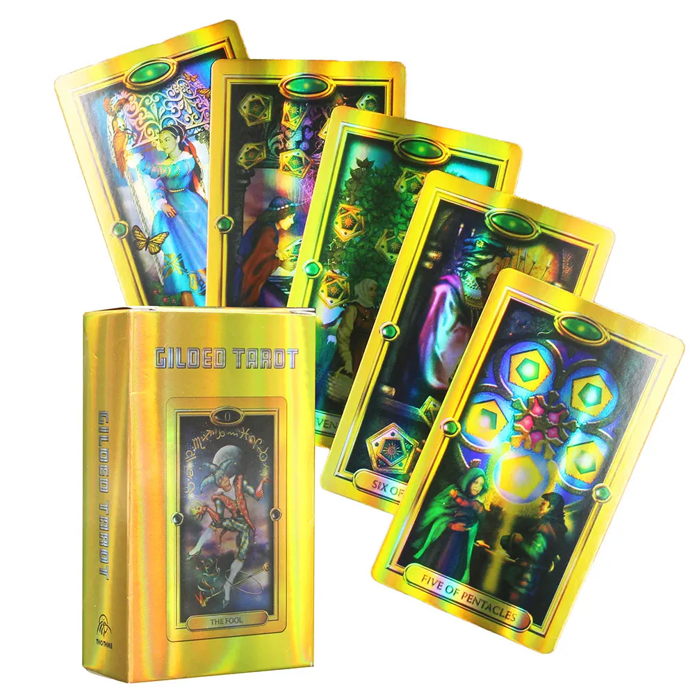 Tarot Позолоченные легкие голографические настольные игры гадания для взрослых и