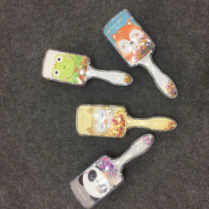 Мультяшная расческа для волос массажная радуга животные панда блестки