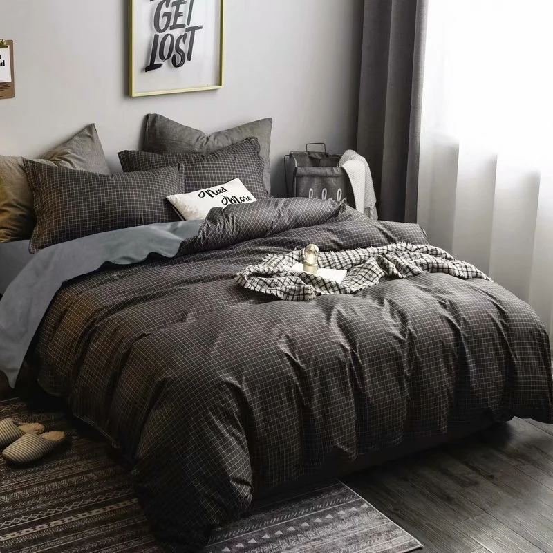 Классический Комплект постельного белья AB сторона сплошной цвет постельное