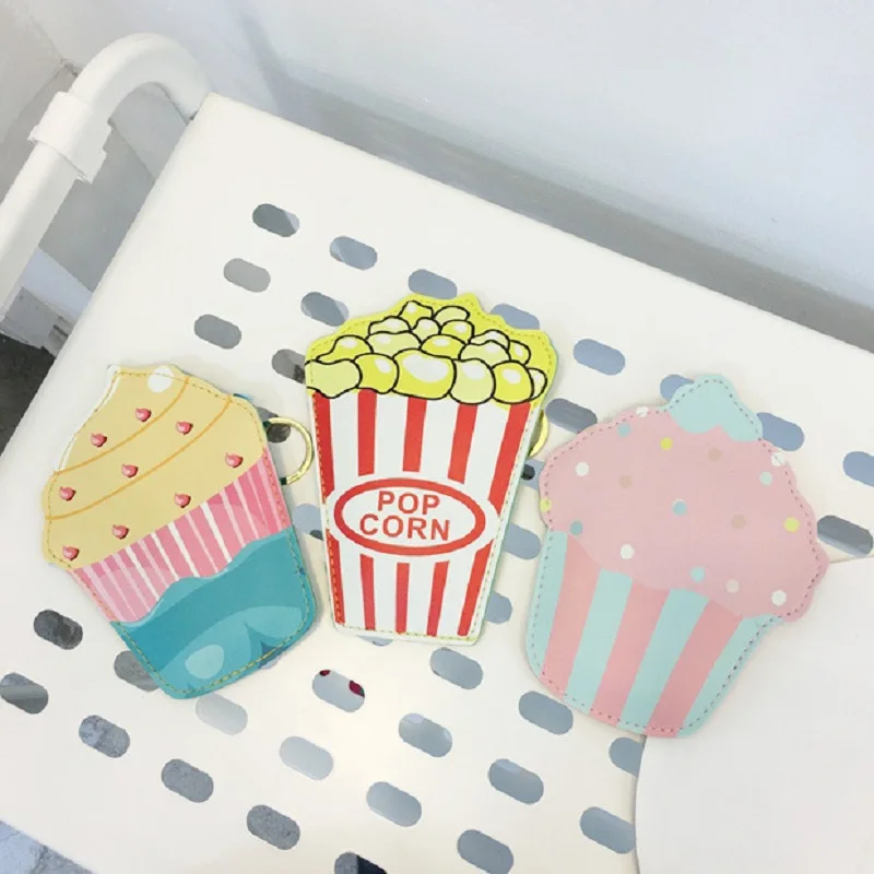 

Haraju-Style Cartoon Zero Wallet Keychains Cartoon Pu Collection With Bag In Hand Lovely Ice Cream Small Zero Wallet Key Ring