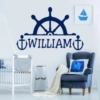 rudder wall decal custom boy girl name decals anchor vinyl sticker kids room personalized name mural nautical nursery decor s531