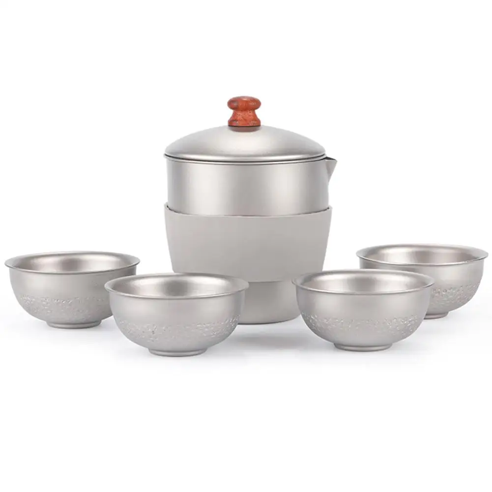 Титановый чайный набор металлическая чайница с сетчатым ситечком резиновой