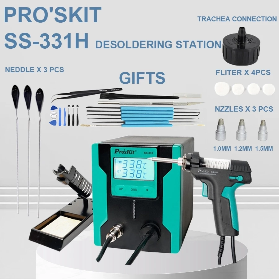 331HTZ Выпуск Pro'sKit SS-331H ESD lcd цифровой электрический насос для распайки BGA всасывающий вакуумный припой присоска пистолет - Цвет: 331HTZ