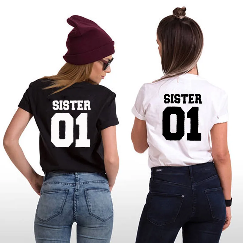 SISTER 01 женские одинаковые футболки для сестер лучшая футболка друзей Femme BFF топ