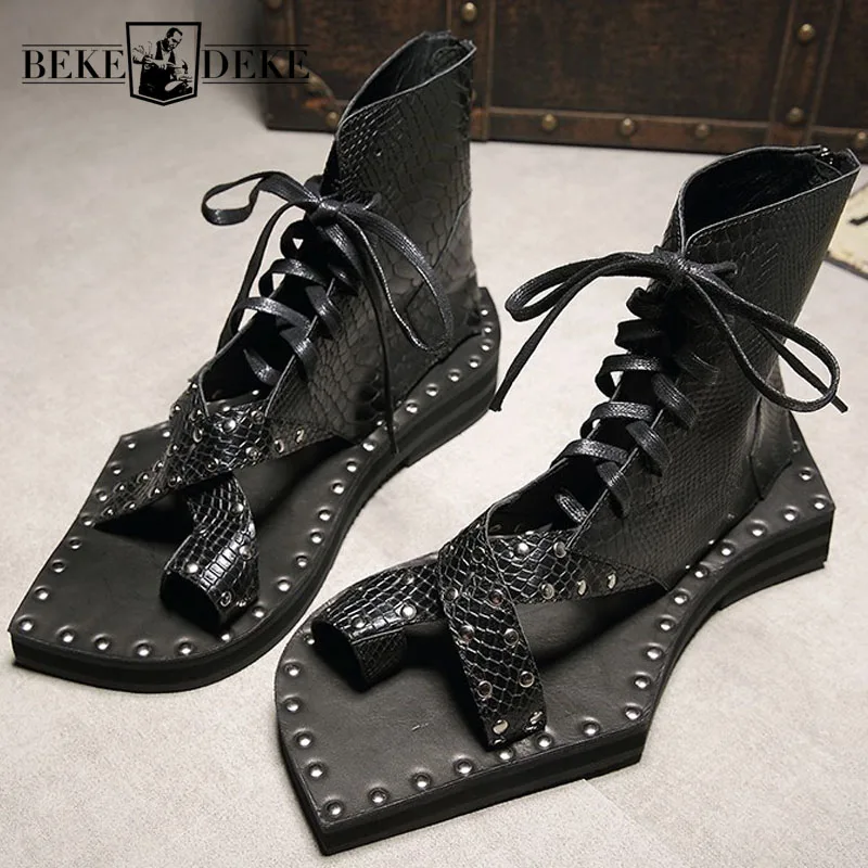 Повседневные модельные босоножки из натуральной кожи со змеиной кожей ботильоны