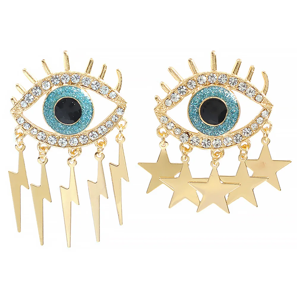 2019 Новый Дизайн Горячие Стразы сглаза вспышка молния Звезда Висячие серьги для