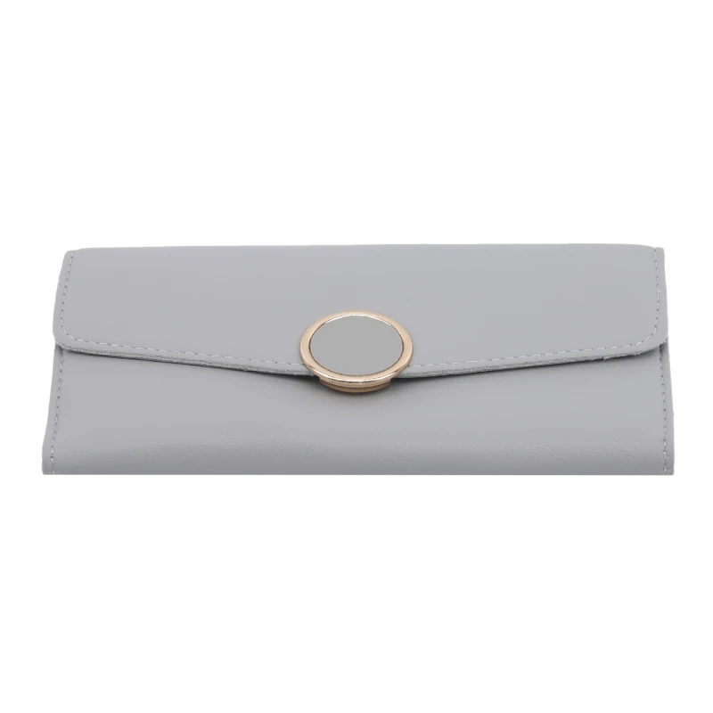 

Women Fashion Metal Circle Decor Wallet New Long Wallet Quality Pu Leather Purse Zipper Wallets Hasp Purse For Female