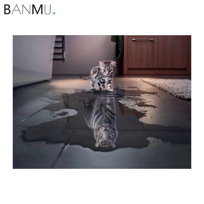 BANMU кошка с тигром сердце настенная Картина на холсте абстрактные животные