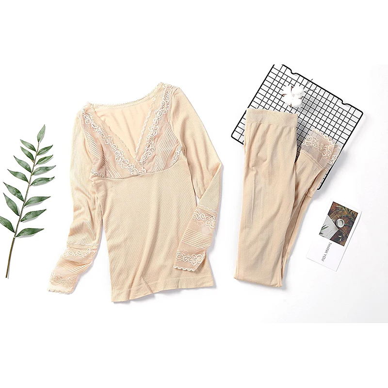 Женское термобелье в форме тела комплект теплого нижнего белья модный тонкий