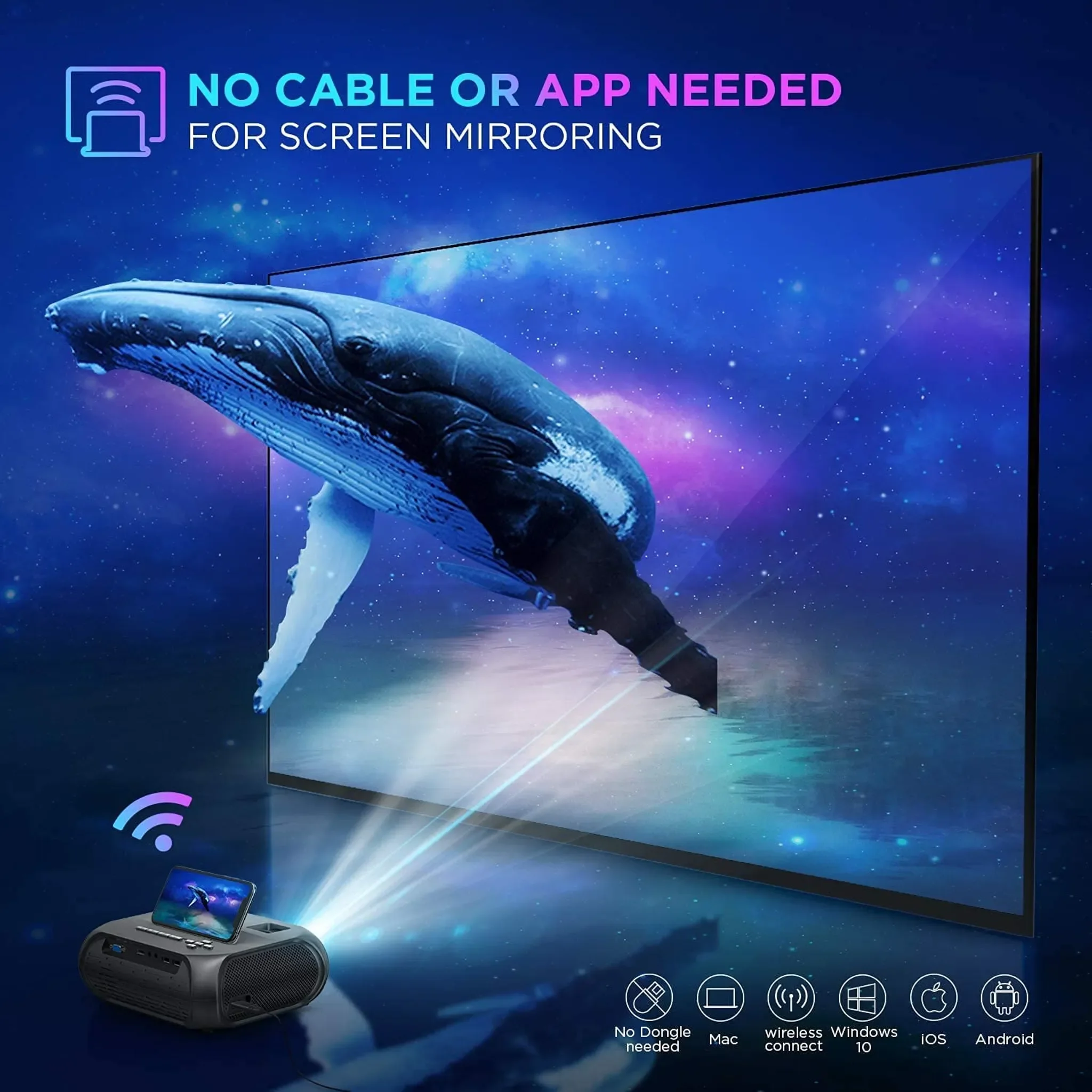 bomaker mini led projector 1280720p 150 ansi lumens android wifi proyector for phone support 1080p 3d home video projector free global shipping