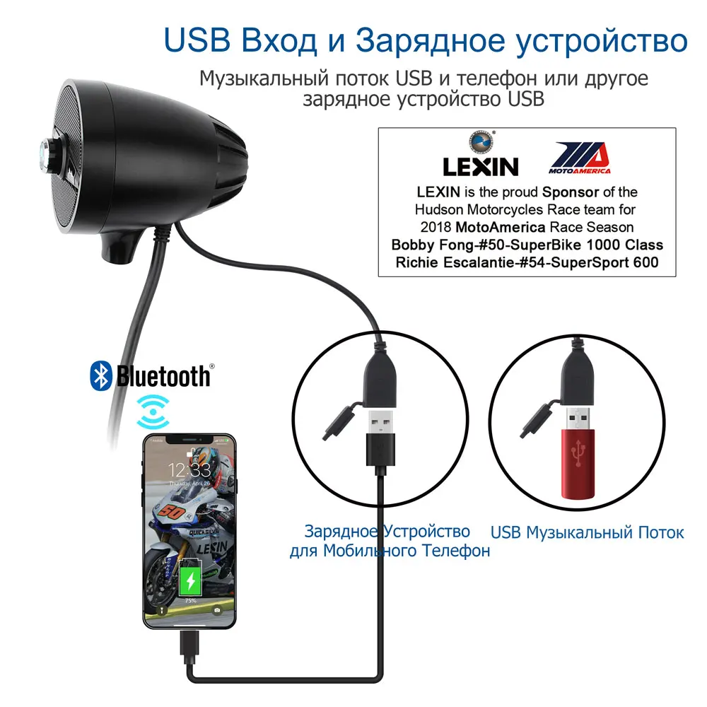 Lexin S3 Скпер Bluetooth Колонки на Мотоцикл Аудио Музыкальная Система для Квадроцикла ATV с Радиотюнер FM