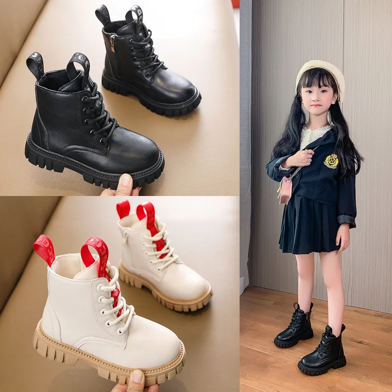 

Fashion Martin Flat Children Shoes For Girls Autumn Leather Boots Sneakers Kids Ankle Boots 2021 New 3 4 5 6 7 8 9 10 11 12 Year