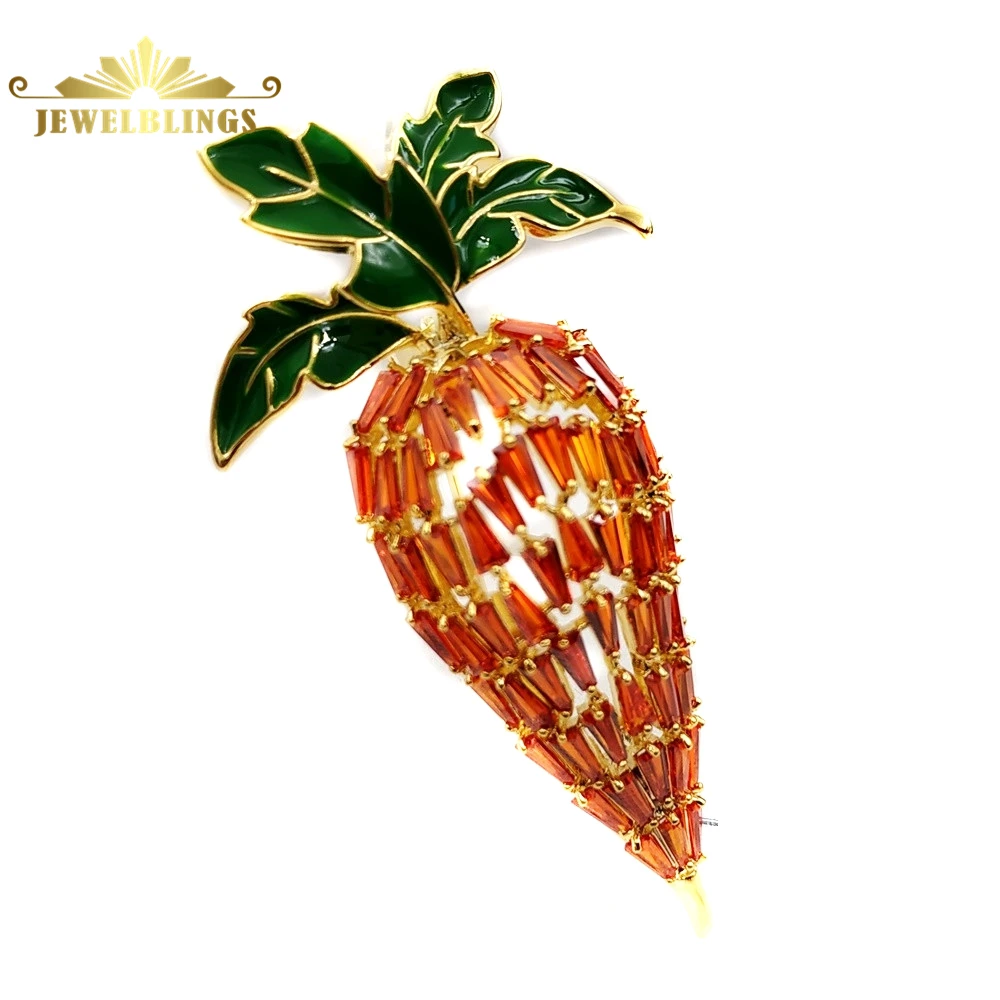 Ювелирные украшения в виде овощей броши форме багета с фианитом оранжевой