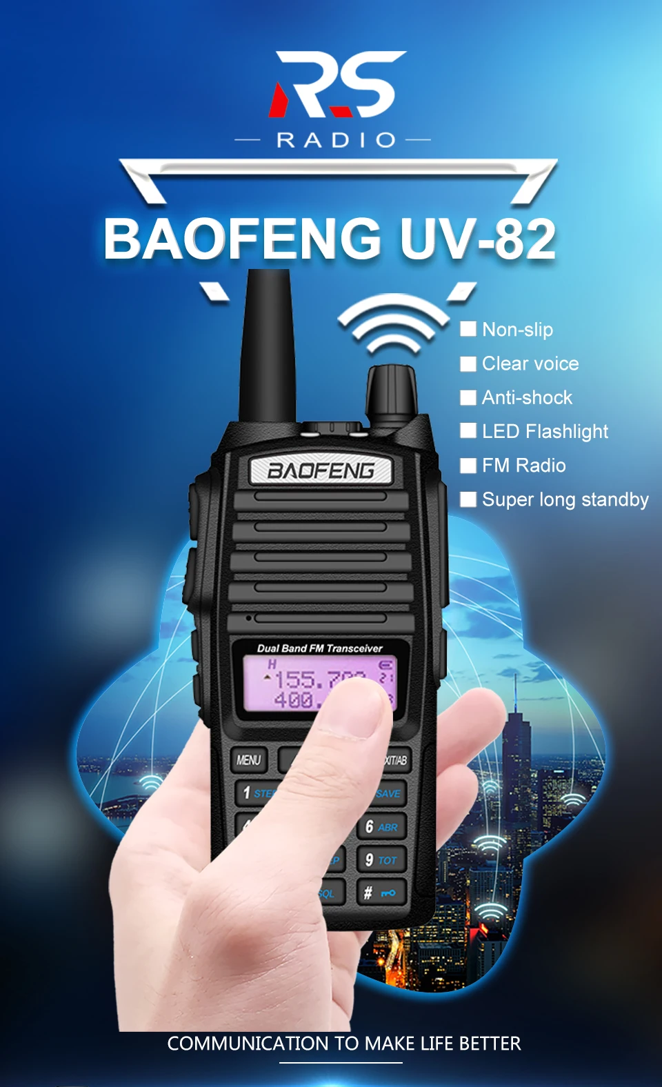 8 Вт BAOFENG UV-82 рация VHF UHF морской Ham CB радиоприемник сканер UV 82 PMR 446 охотничий двухсторонний радиоприемник VOX UV-82HP
