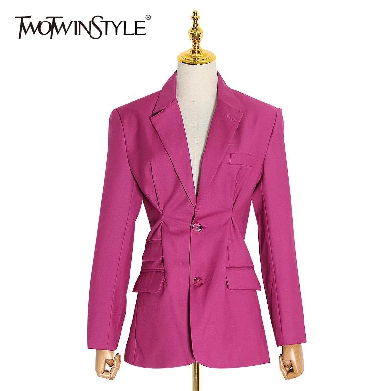 Женский Асимметричный Блейзер TWOTWINSTYLE повседневный блейзер с отложным