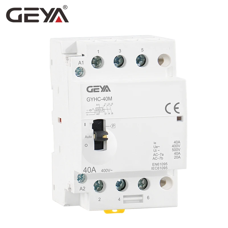 GEYA GYHC 3 фазы 40A 63A 3NO din рейку бытовой AC модульный контактор с ручным управлением