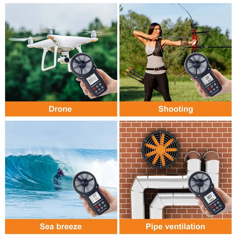 

BTMETER Digital LCD Anemometer Portable Handheld Wind Speed Meter Temperature Wind Chill with Backlight for Measuring Wind Speed