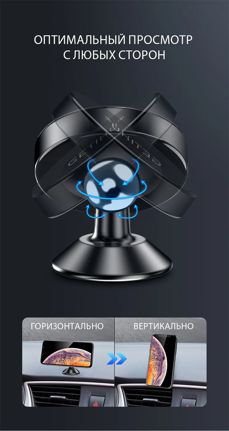 GETIHU 360 магнитный автомобильный держатель для телефона для iPhone, Xiaomi, samsung, универсальная поддержка мобильного телефона, gps подставка, магнитный держатель на вентиляционное отверстие для автомобиля