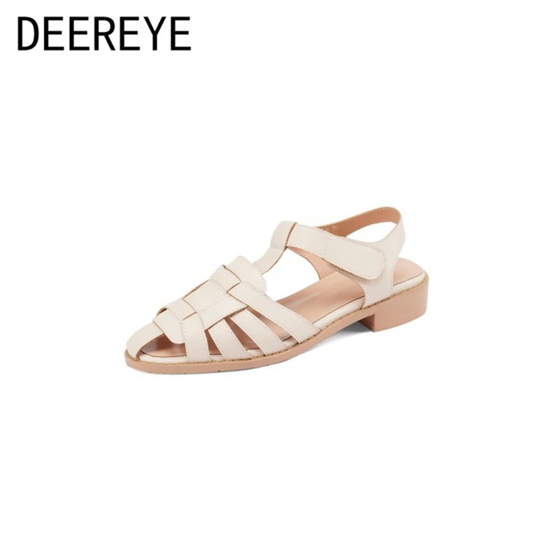 

Женские плетеные сандалии в римском стиле, белые повседневные сандалии в ретро стиле на плоской подошве, дышащие Модные Повседневные туфли ...