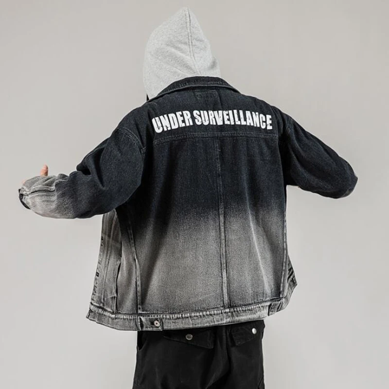 

Fall 2020 New Men's Denim Gradient Print Jacket Jacket Men's Trendy Men's Casual Jacket