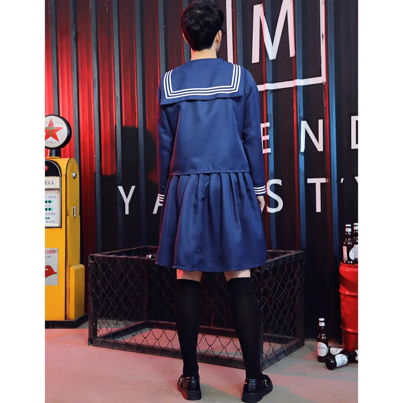 

3pcs Japanese School Uniform Skirt Sailor Suit College Female Student JK Uniform White Black Navy Blue Cosplay Costumes