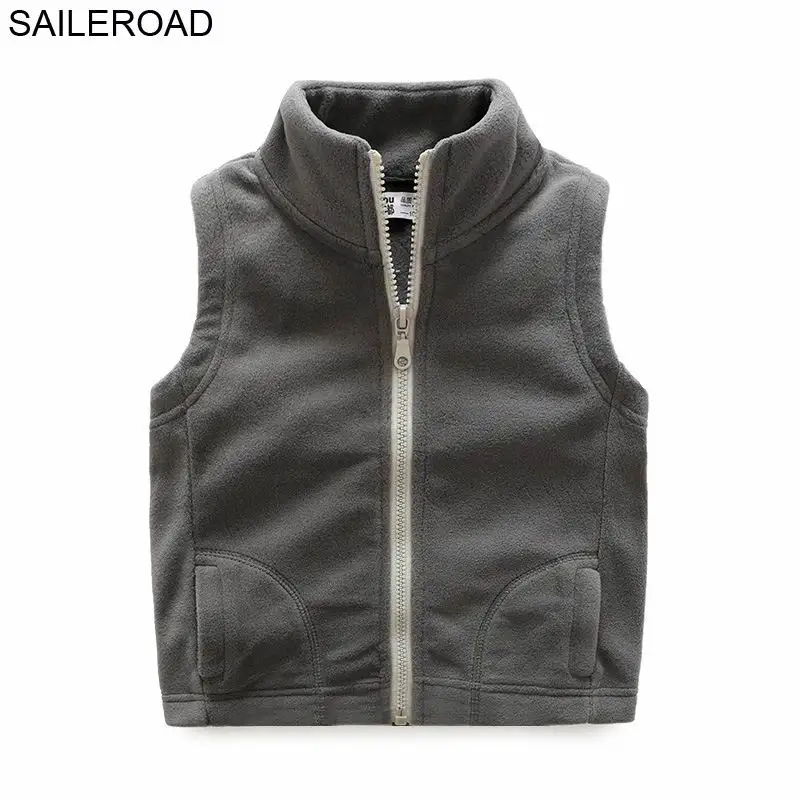SAILEROAD/зимний детский жилет; флисовая водолазка; одежда для детей; теплый жилет без рукавов для мальчиков; жилет для подростков - Цвет: autumn grey