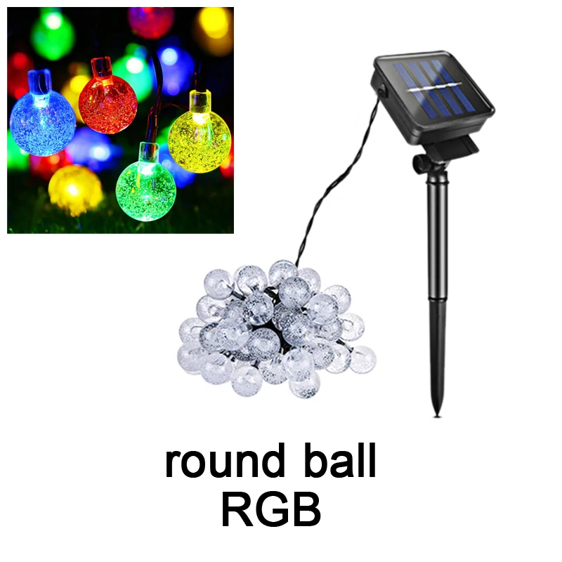 ball RGB Водонепроницаемый Открытый Солнечный уличный свет гирлянда дорожка садовое освещение Настенный светильник гирлянда Сказочный свет пейзаж Рождественское украшение для дома - Испускаемый цвет: ball RGB