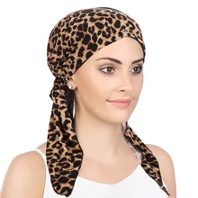 Helisopus Muslim Women Soft Turban Hat Pre-Tied Head Scarf Printed Ladiess Chemo Cap Ready To Wear Inner Hijabs Hair Accessories (2)