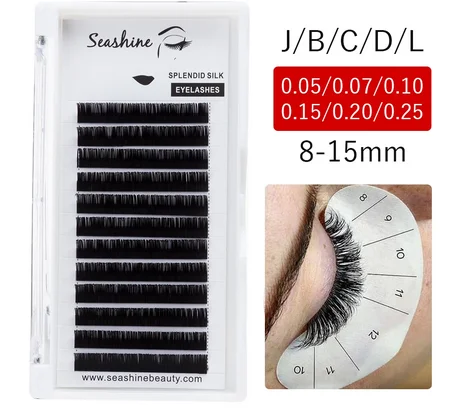 

Seashine Eyelash Extension Individual Curl B/C/D Eyelashes 0.03-0.25mm Thickness Eyelash Extension for Make Up Professionals