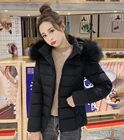 Однотонная женская куртка с капюшоном и меховым воротником, женская зимняя парка, облегающее Короткое женское пальто, Толстая Женская куртка, пальто для дам
