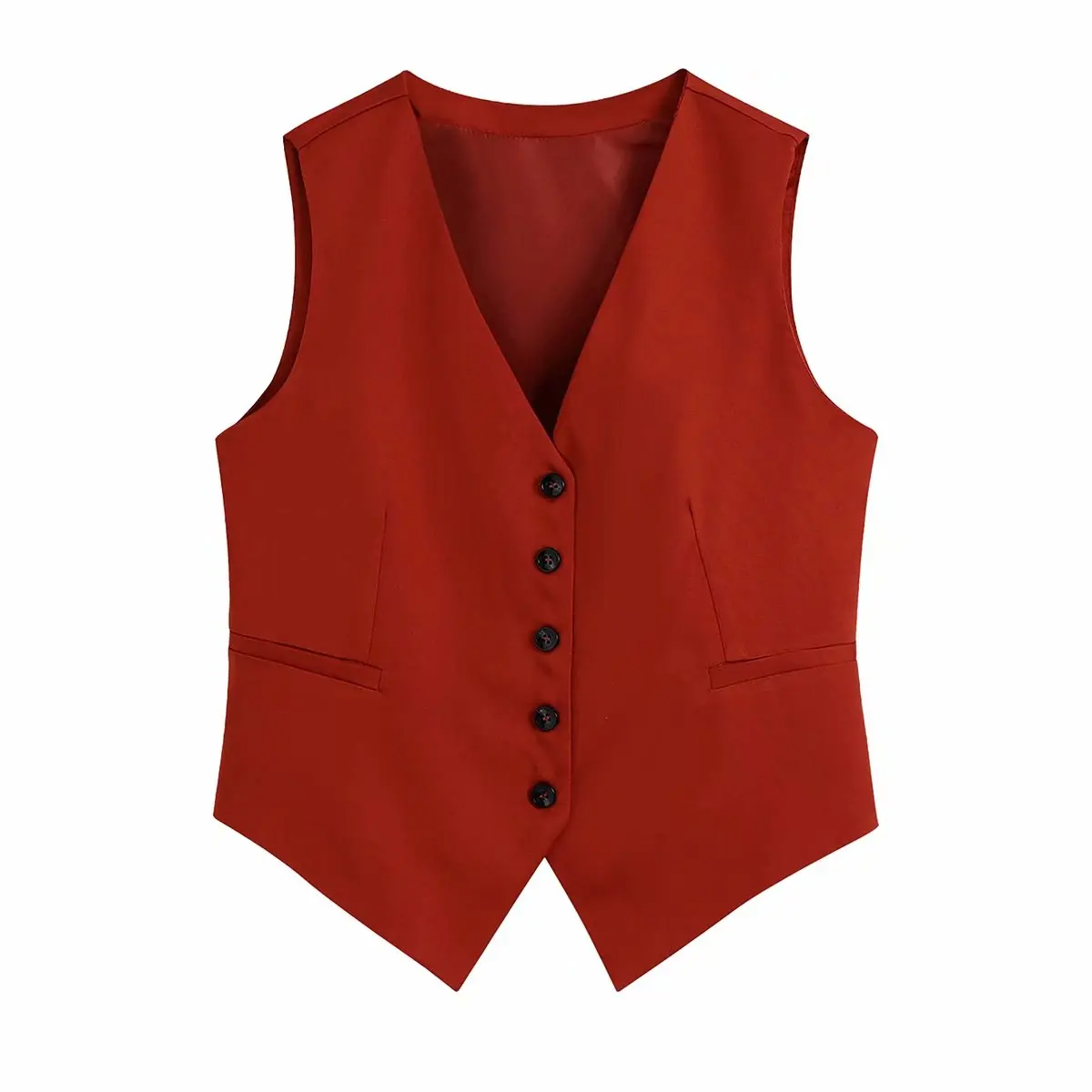 

Женский стильный красный жилет Pinkou, однобортный жилет без рукавов, куртка, женская верхняя одежда, шикарное пальто для женщин MA16